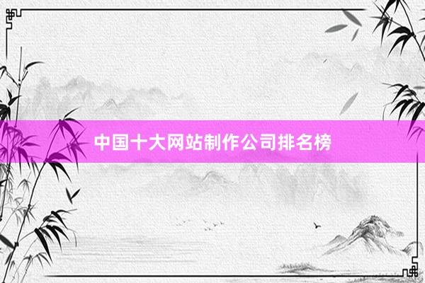 中国十大网站制作公司排名榜